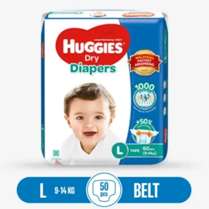 Huggies Dry Large Belt Disposable Diaper (Malaysia) - 9-14Kg: 60 Pcs